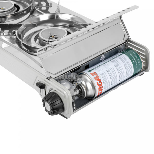 BRUNNER DEVIL DOUBLE GRILL Fornello gas a cartuccia a 2 fuochi portatile