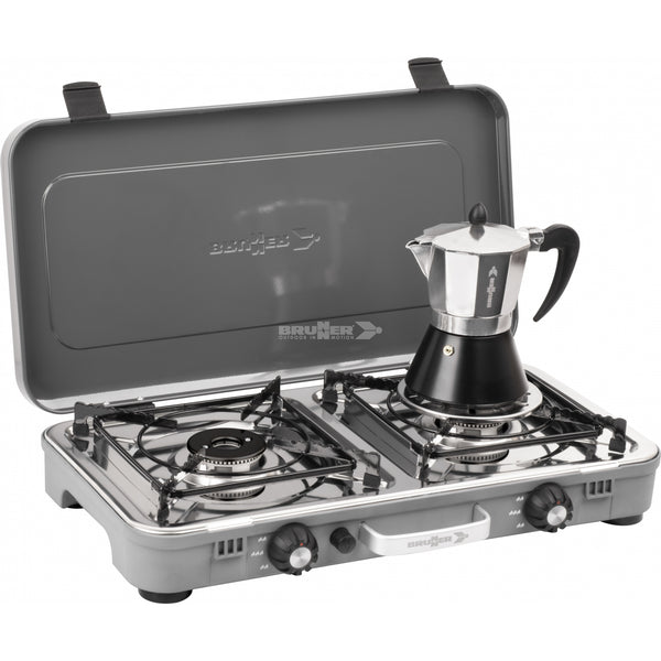 BRUNNER DEVIL KOOKMASTER STANDALONE FORNELLO A GAS 2 FUOCHI CON MOBILETTO INCLUSO