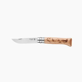 OPINEL N°8 COLTELLO CON LAMA IN ACCIAIO INOX INCISIONE A LASER DISPONIBILE IN VARIE FANTASIE