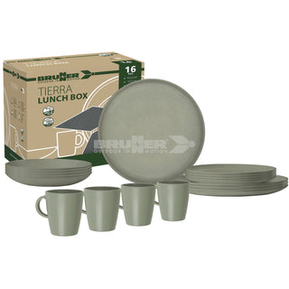 BRUNNER LUNCH BOX PLA TIERRA FOREST SET PIATTI+TAZZE DA 16 PEZZI IN RESISTENTE MELAMINA E FONDO ANTISCIVOLO