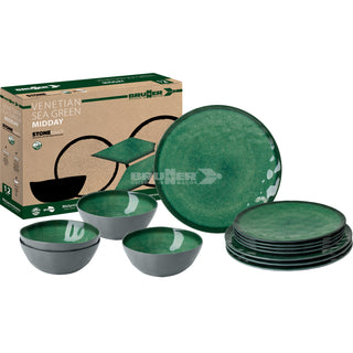 BRUNNER MIDDAY VENETIAN SEA GREEN SET PIATTI DA 12 PEZZI