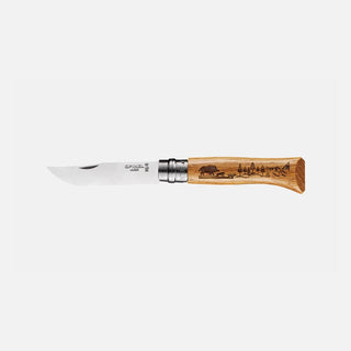 OPINEL N°8 COLTELLO CON LAMA IN ACCIAIO INOX INCISIONE A LASER DISPONIBILE IN VARIE FANTASIE
