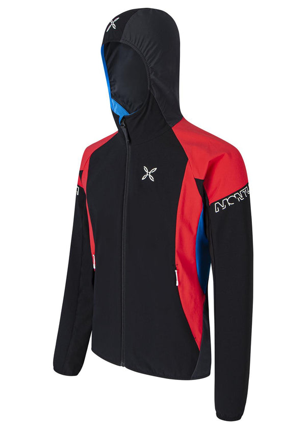 MONTURA FLASH SKY JACKET NERO POWER RED - PROMO -20%