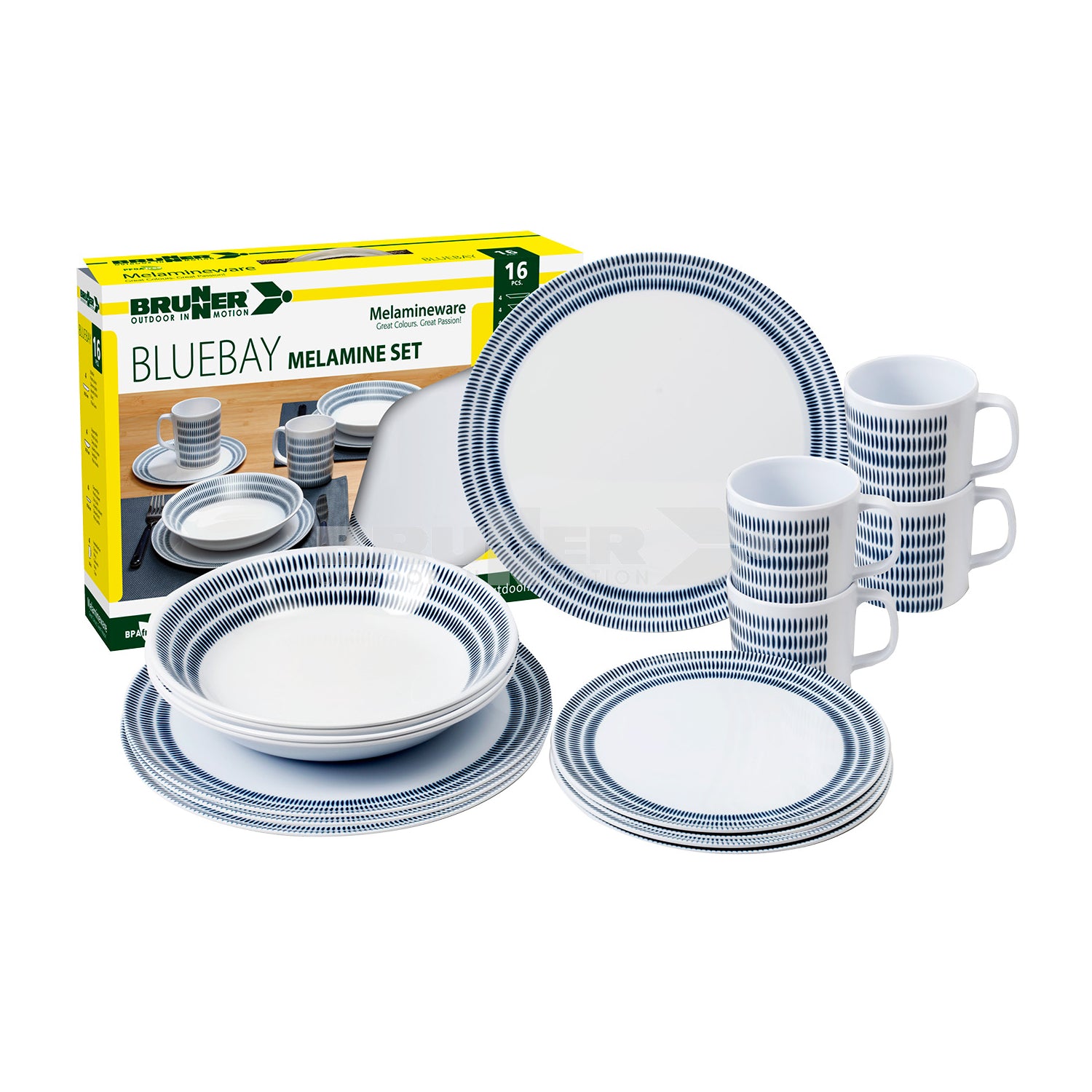 Set Stoviglie Da Campeggio In Melamina Per 4 Persone - 16 Pezzi, Antiscivolo, Resistente E Lavabile In Lavastoviglie