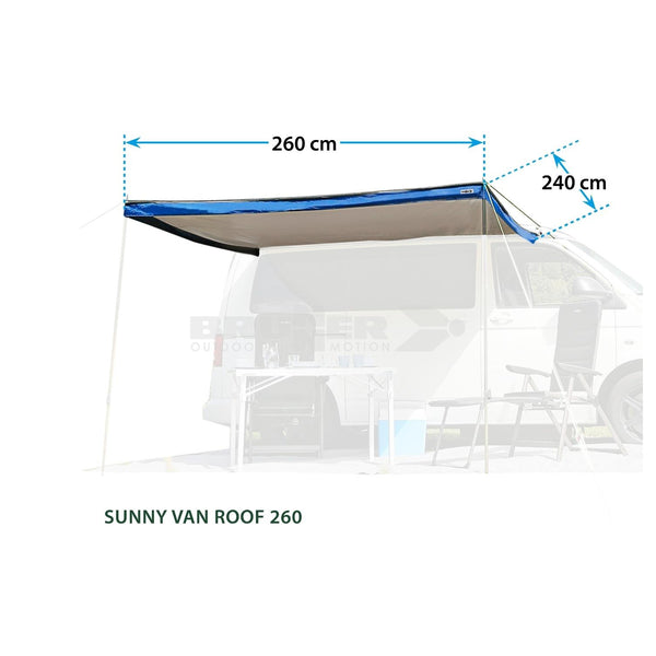 BRUNNER SUNNY VAN ROOF TENDALINO PARASOLE PER VAN - FISSAGGIO TRAMITE PROFILO DI SCORRIMENTO - DISPONIBILE IN 2 MISURE