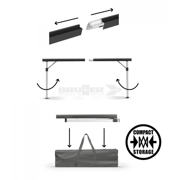 BRUNNER TITANIUM QUADRA COMPACK TAVOLO LEGGERO E ULTRACOMPATTO PER MINIVAN - DISPONIBILE IN 2 MISURE