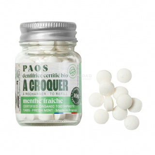 PAOS Dentifricio biologico masticabile - Flacone da 100 pastiglie
