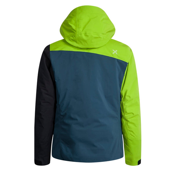 Montura Giacca Imbottita da Sci Alpinismo uomo con cappuccio Ski Color Jacket - Blu cenere / Verde acido
