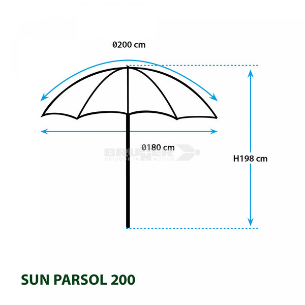 BRUNNER SUN PARSOL 200 Ombrellone di alta qualità da giardino e spiaggia - Disponibile in 2 colori